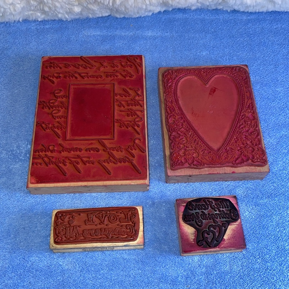 Retired Vintage Valentines Day Mounted Rubber Stamps.  Qty. 8. - Picture 3 of 5